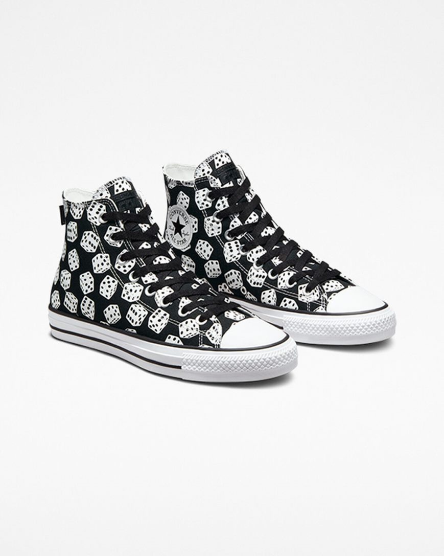 Bascheți Barbati Converse Chuck Taylor All Star Pro Dice Negrii Albi | RO YXIOJ728